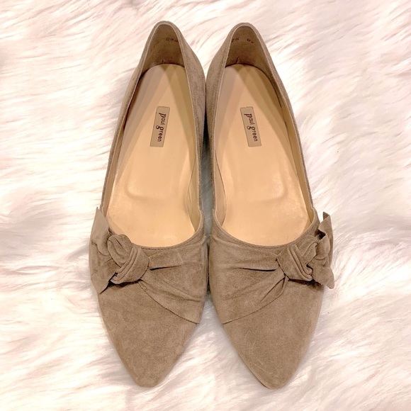 Rare* PAUL GREEN Nova Flat Antelope Suede size 10 • tan bow tie flat pointed toe - Picture 11 of 14